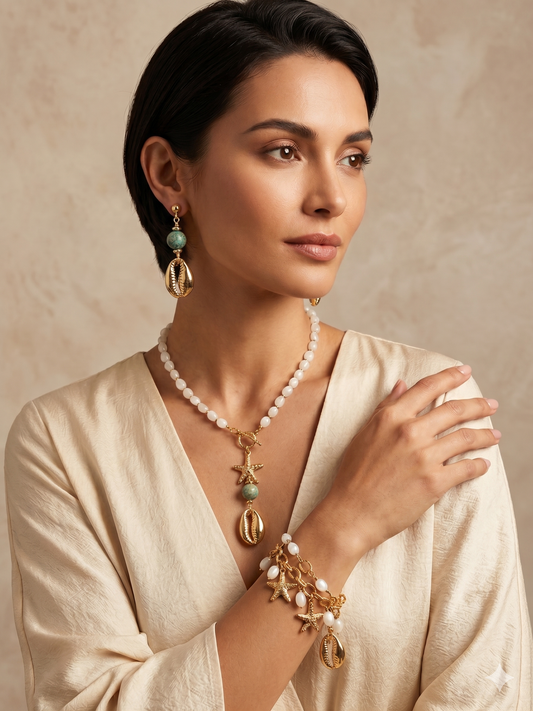 Coastal Charm Fashion Jewelry Set – Necklace, Bracelet & Earrings