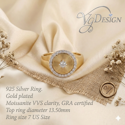 Radiant Halo Moissanite Fashion Ring – Gold Tone