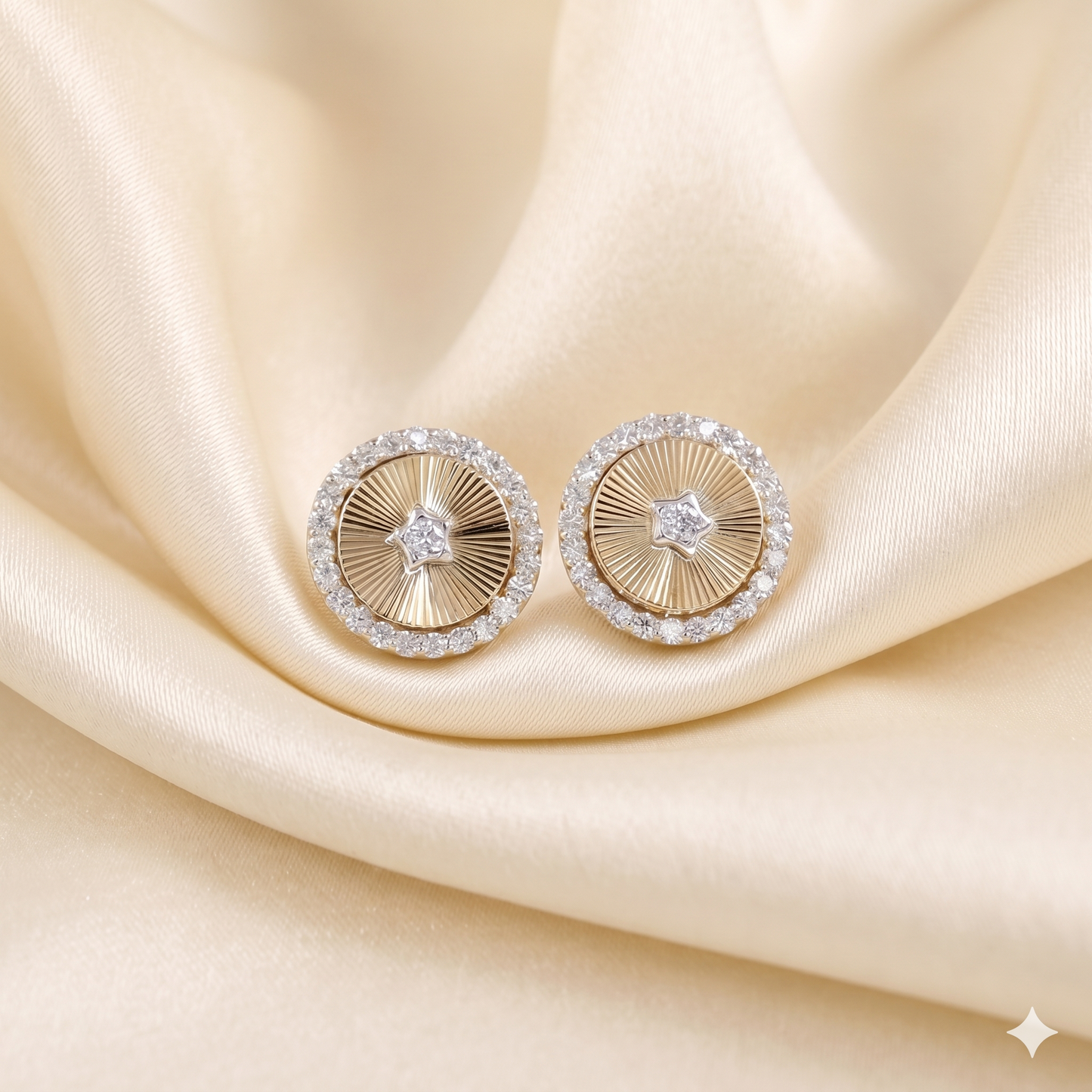 Radiant Halo Moissanite Earrings – Gold Tone