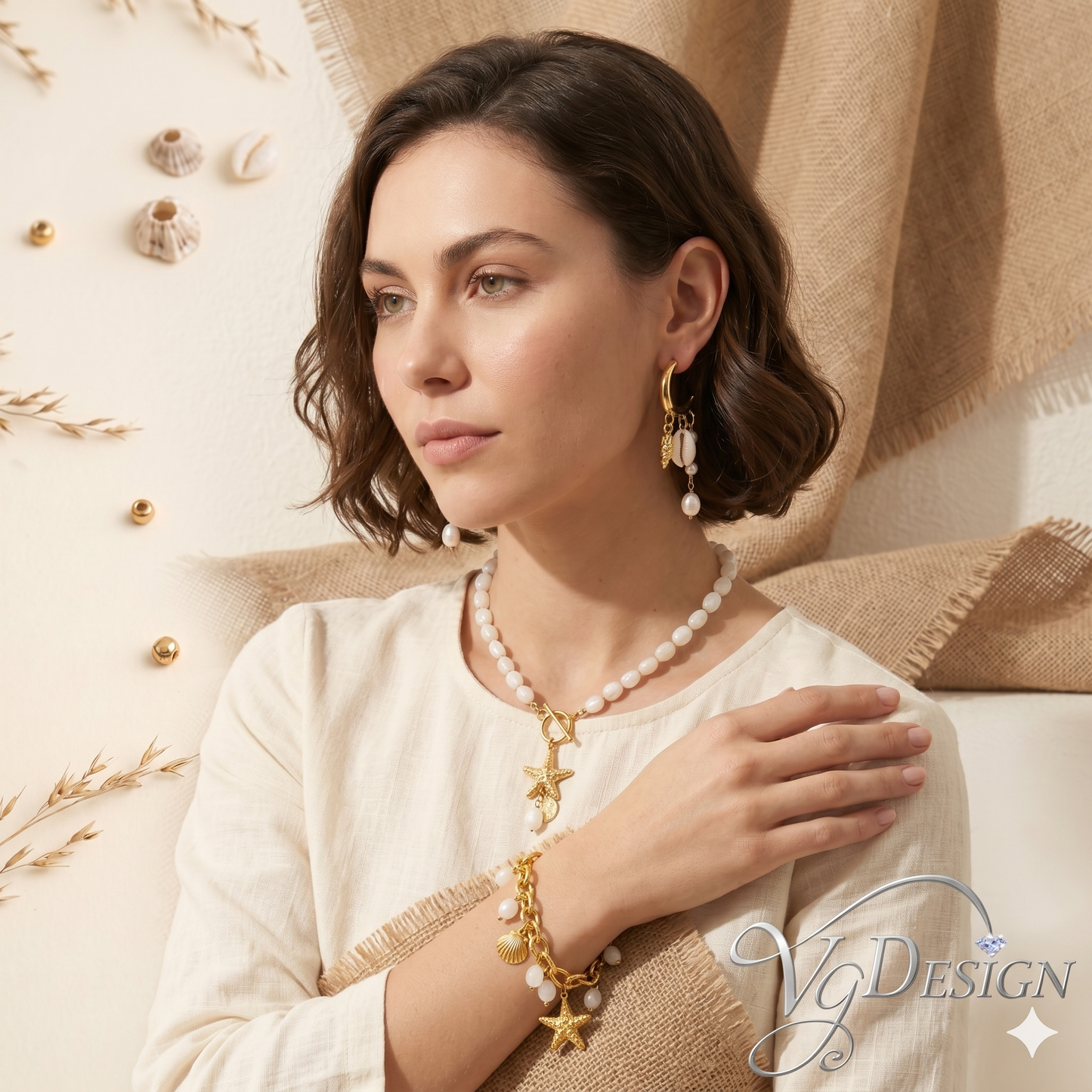 Coastal Charm Fashion Jewelry Set – Necklace, Bracelet & Earrings