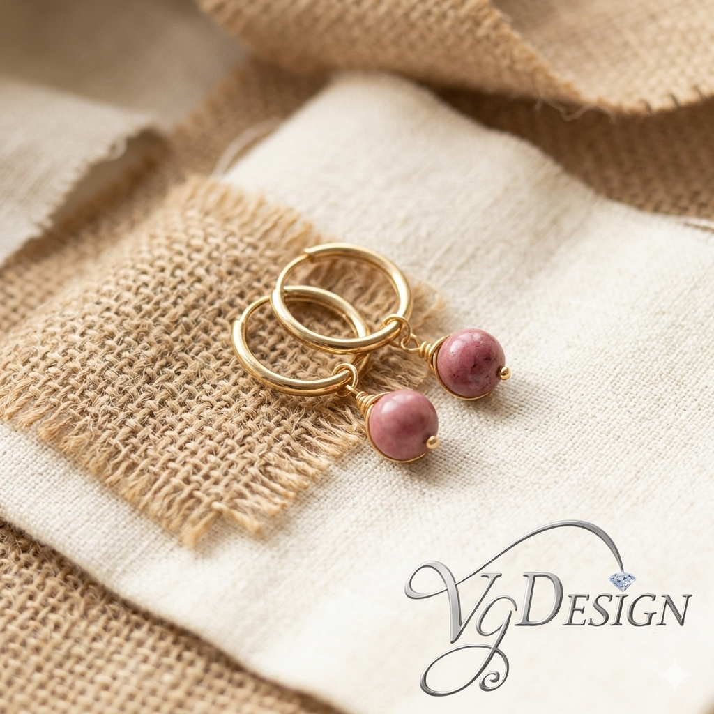 Fashion Pink Stone Hoop Drop Earrings