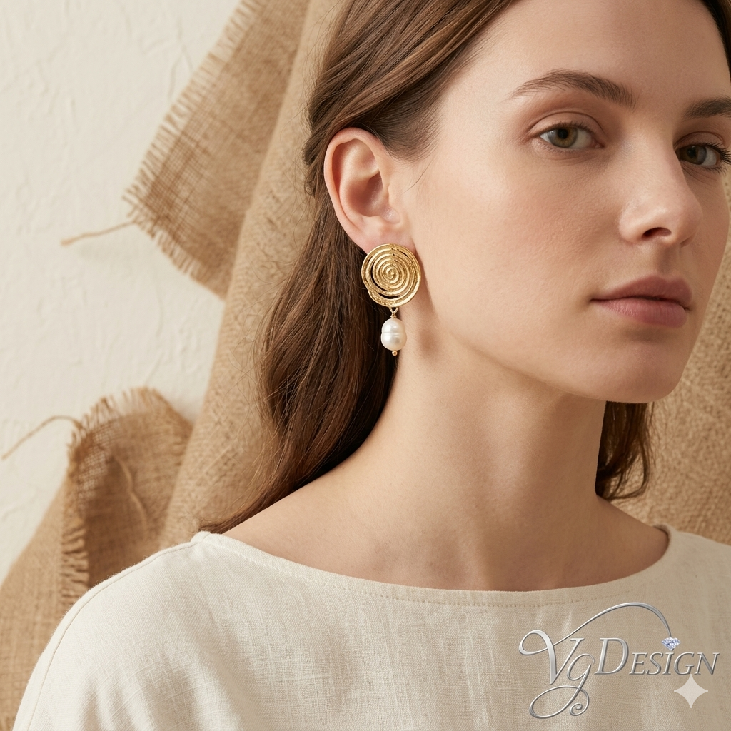 Fashion Spiral Pearl Drop Earrings