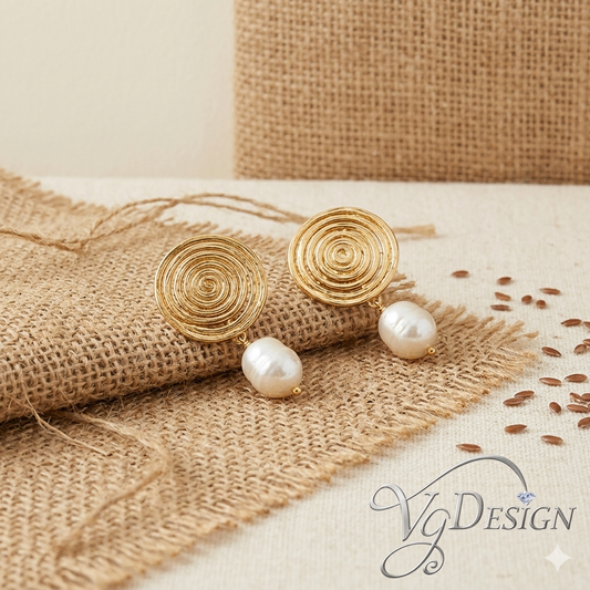 Fashion Spiral Pearl Drop Earrings