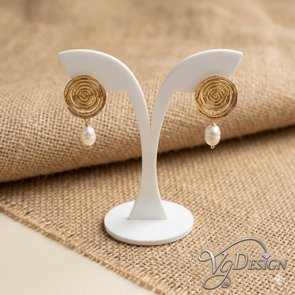 Fashion Spiral Pearl Drop Earrings