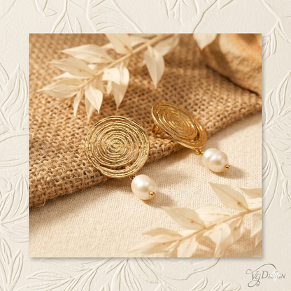 Fashion Spiral Pearl Drop Earrings