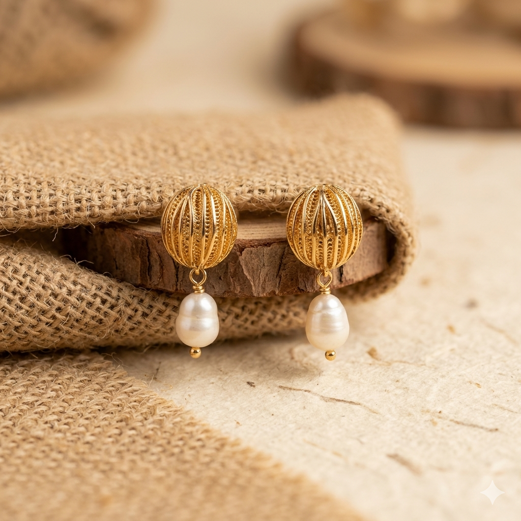 Fashion Textured Pearl Drop Earrings