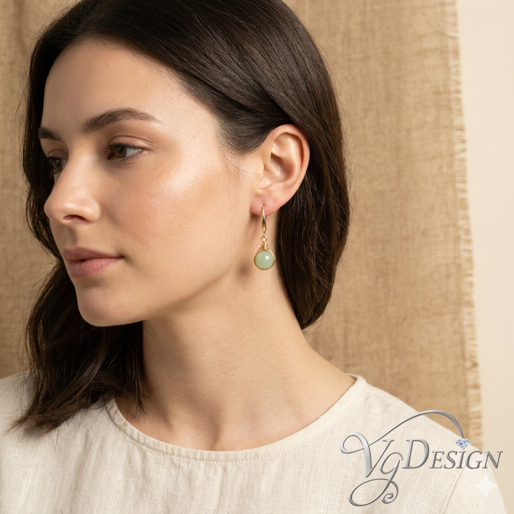 Fashion Green Stone Drop Earrings