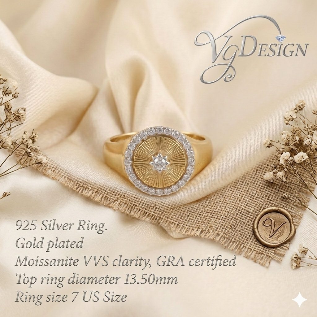 Radiant Halo Moissanite Fashion Ring – Gold Tone
