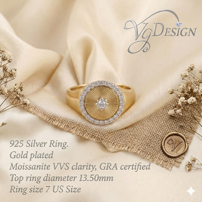 Radiant Halo Moissanite Fashion Ring – Gold Tone
