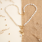 Coastal White Bead Starfish Pendant Necklace