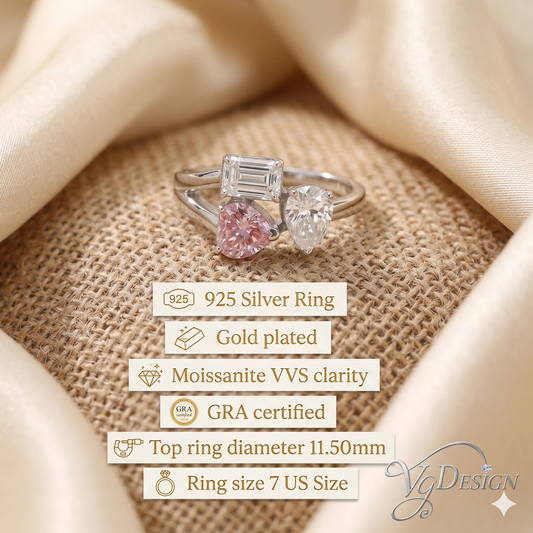 Pink Toi et Moi Moissanite Ring – Multi Shape Statement Ring