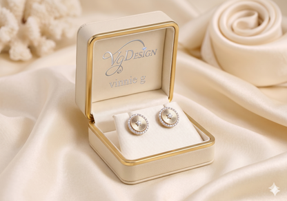 Radiant Halo Moissanite Earrings – Gold Tone