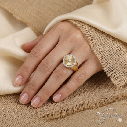 Radiant Halo Moissanite Fashion Ring – Gold Tone