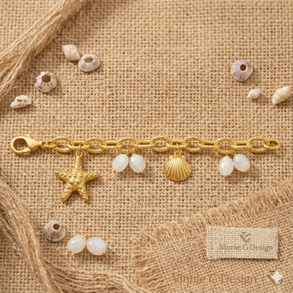 Coastal Starfish Shell Charm Bracelet