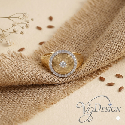 Radiant Halo Moissanite Fashion Ring – Gold Tone