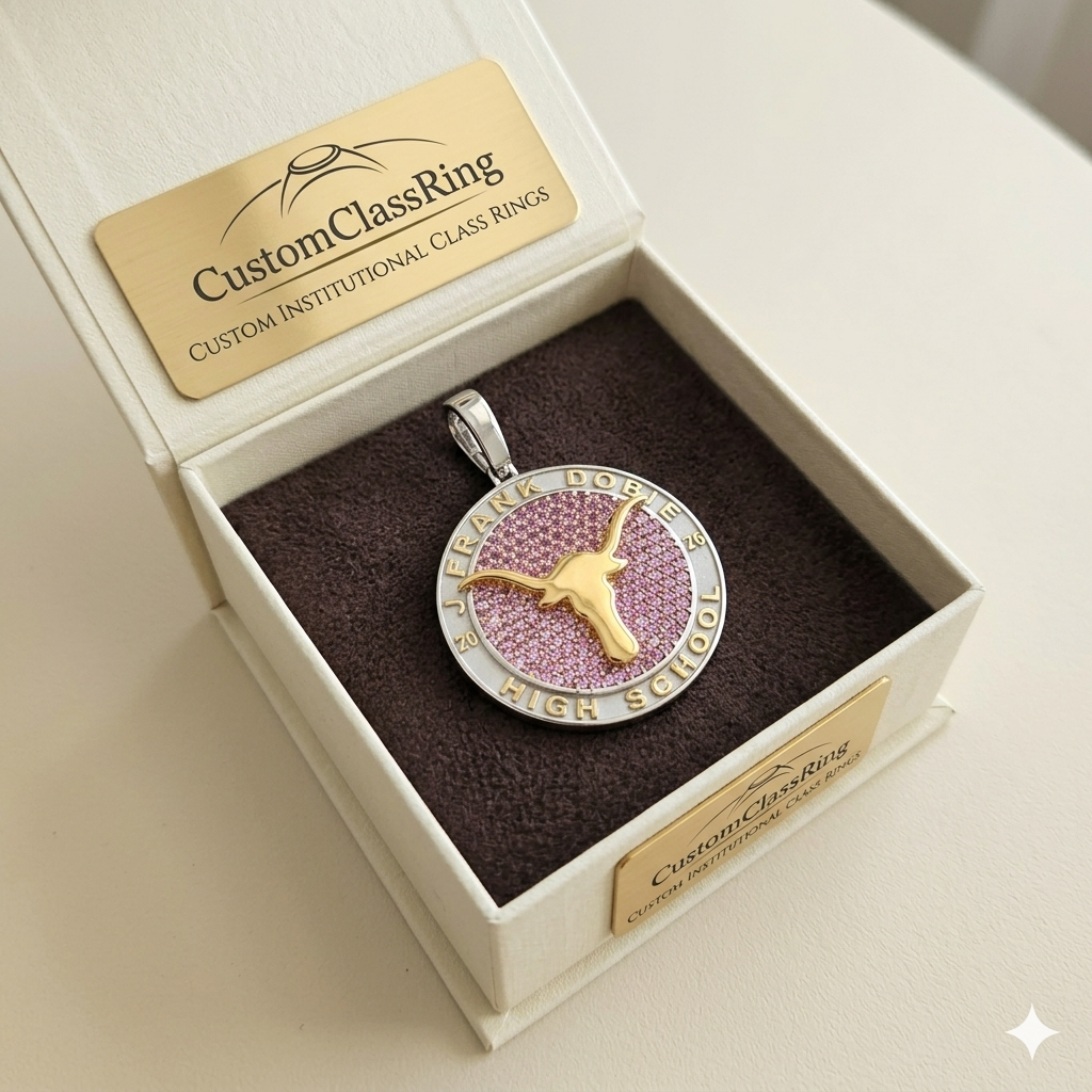 Custom Frank Dobie School Silver Ring Pendant