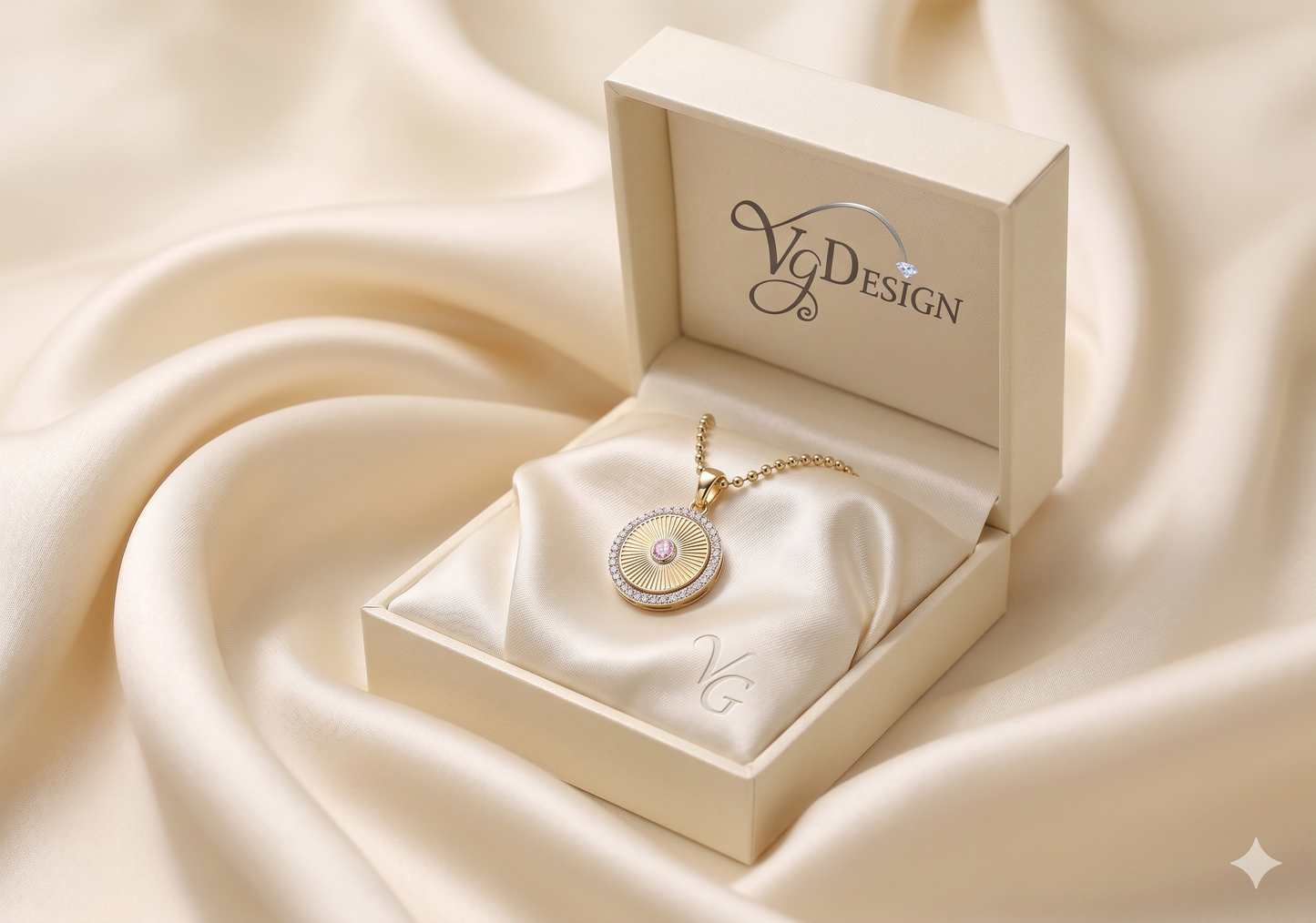 Radiant Halo Moissanite Circle Pendant – Gold Tone