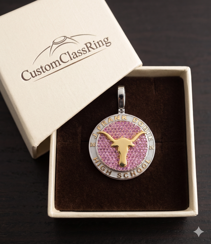Custom Frank Dobie School Silver Ring Pendant