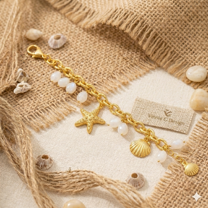 Coastal Starfish Shell Charm Bracelet
