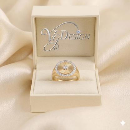 Radiant Halo Moissanite Fashion Ring – Gold Tone