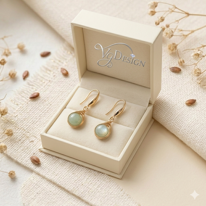 Fashion Green Stone Drop Earrings