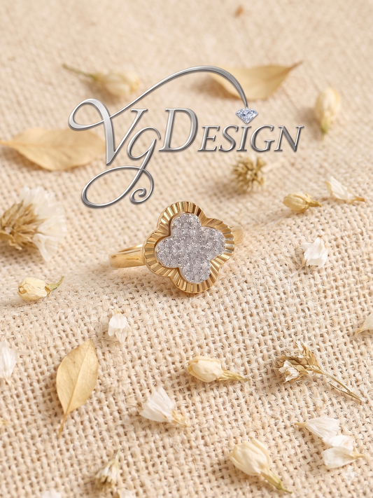 Clover Halo Moissanite Fashion Ring – Gold Tone