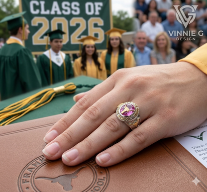 Custom Chicago School Silver Class Ring