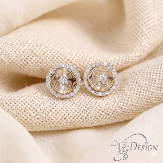Radiant Halo Moissanite Earrings – Gold Tone