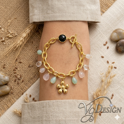 Coastal Floral Charm Bead Bracelet