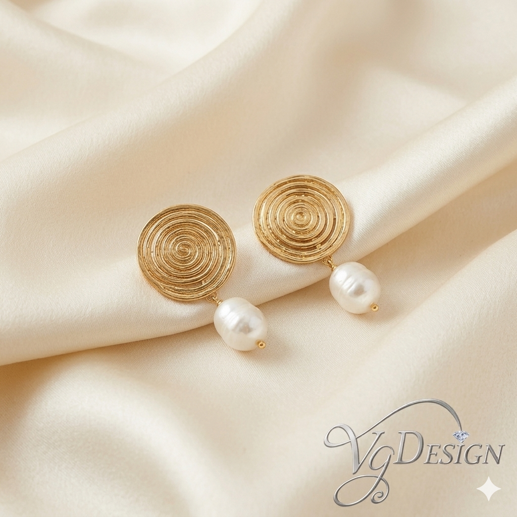 Fashion Spiral Pearl Drop Earrings