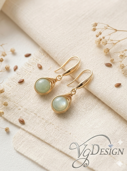 Fashion Green Stone Drop Earrings