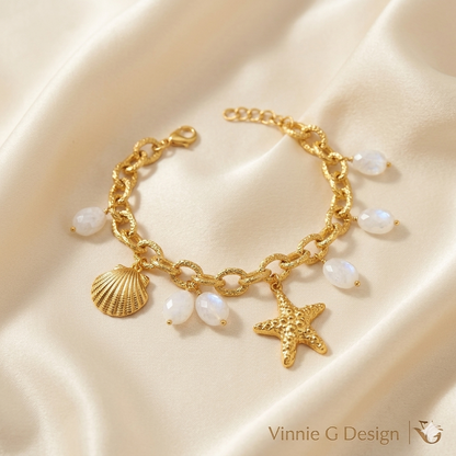 Coastal Starfish Shell Charm Bracelet