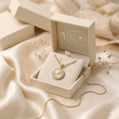 Radiant Halo Moissanite Circle Pendant – Gold Tone