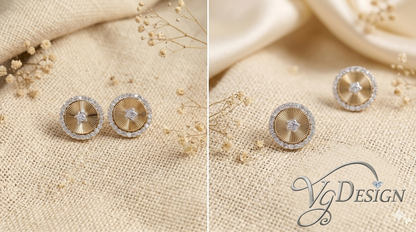 Radiant Halo Moissanite Earrings – Gold Tone