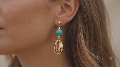 Fashion Turquoise Shell Drop Earrings